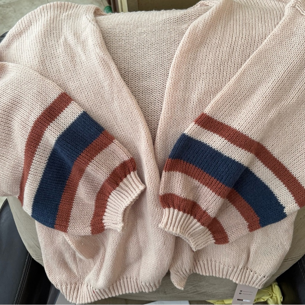 Striped Sleeve Women Sweater